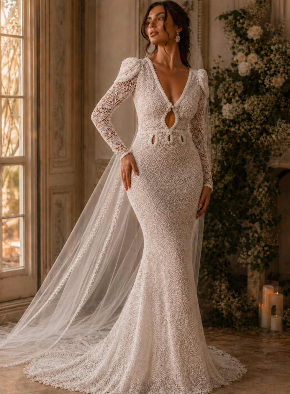 Daughters of Simone Mosshart Lace Wedding Gown Size L
